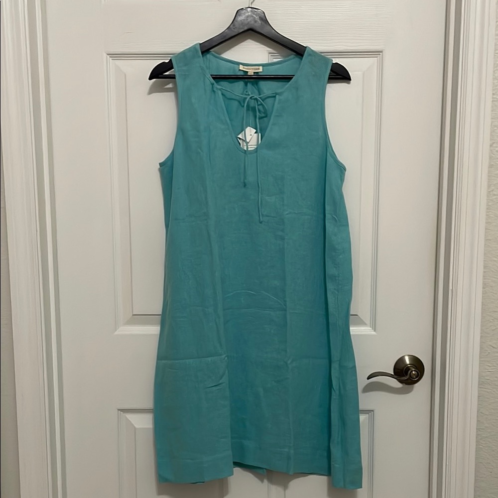 Eileen Fisher women’s linen tie neck dress